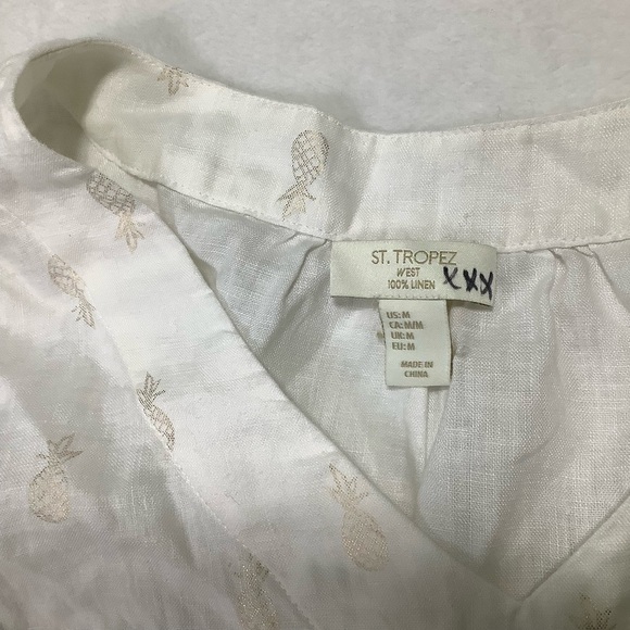 St. Tropez Linen Sleeveless Top Sz Medium - Picture 3 of 7